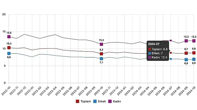 Tüik: Mevsim etkisinden arındırılmış işsizlik oranı %8,8 seviyesinde gerçekleşti