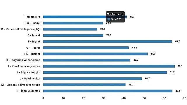 Tüik: Toplam ciro yıllık %41,2 arttı