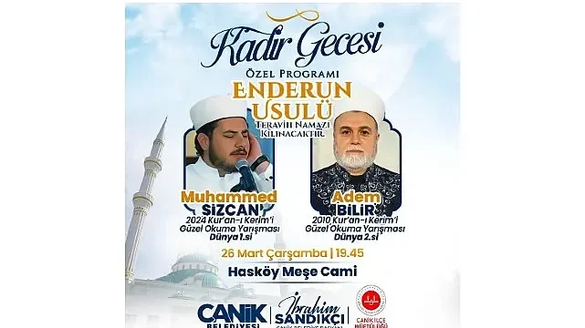 Canik Belediyesi’nden Kadir Gecesi Özel Programı