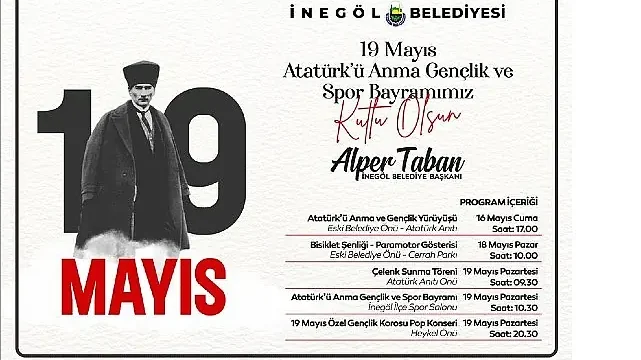 İnegöl Belediyesi’nden 19 Mayıs Programlarına Davet