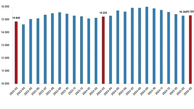 Ücretli Çalışan İstatistikleri, Mart 2025