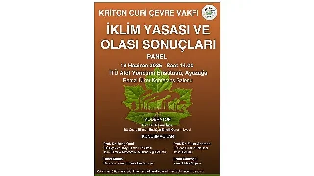 “İklim Yasası ve Olası Sonuçları” Paneli, Kriton Curi’nin Anısına Düzenleniyor