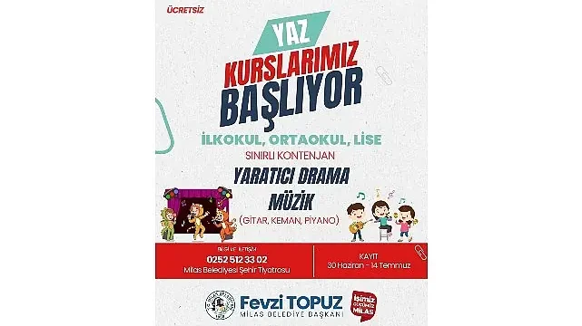 Milas Belediyesi Yaz Kursları İçin Kayıtlar Başlıyor