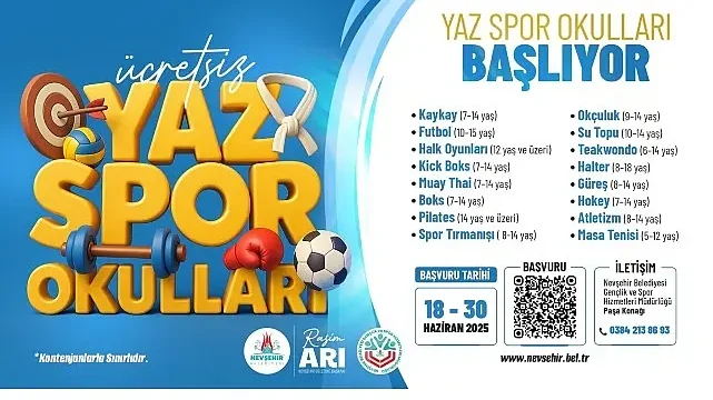 Nevşehir Belediyesi Yaz Spor Okulları Açılıyor