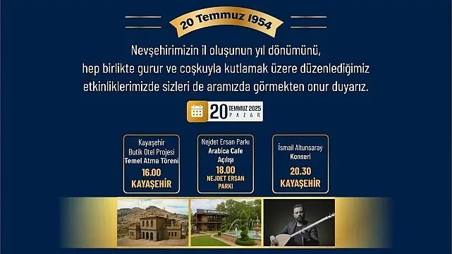 Nevşehir’in 71. Yıl Dönümü Çeşitli Etkinlik ve Açılışlarla Kutlanacak