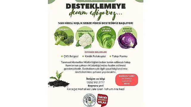 Yüzde 50 Hibelı Kışlık Sebze Fidesi Başvuruları Başlıyor
