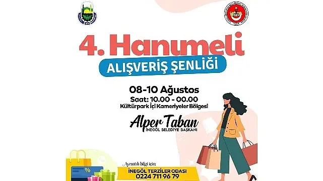 İnegöl’de Hanımeli Alışveriş Şenliği Başlıyor: Üç Gün Alışveriş Keyfi