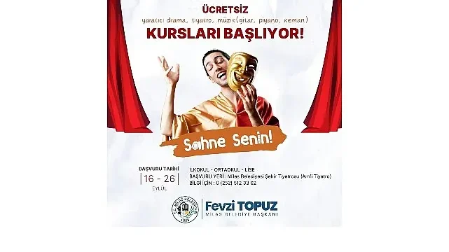 Milas Belediyesi Kültür Sanat Kursları İçin Kayıtlar Başlıyor